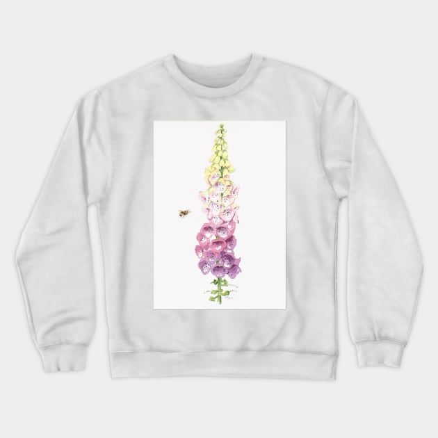 Foxglove and Bee Crewneck Sweatshirt by arlyon